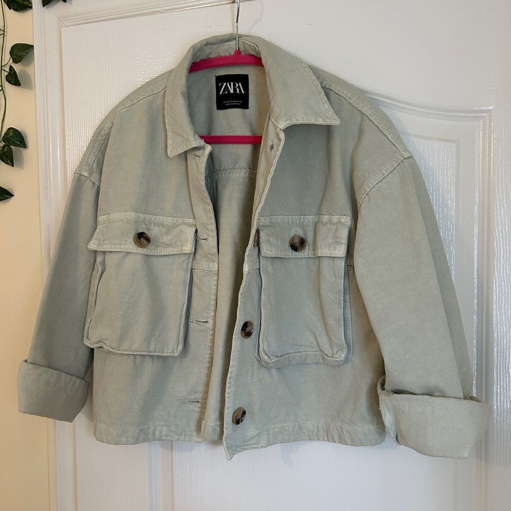 ZARA Light Sage Jean Jacket